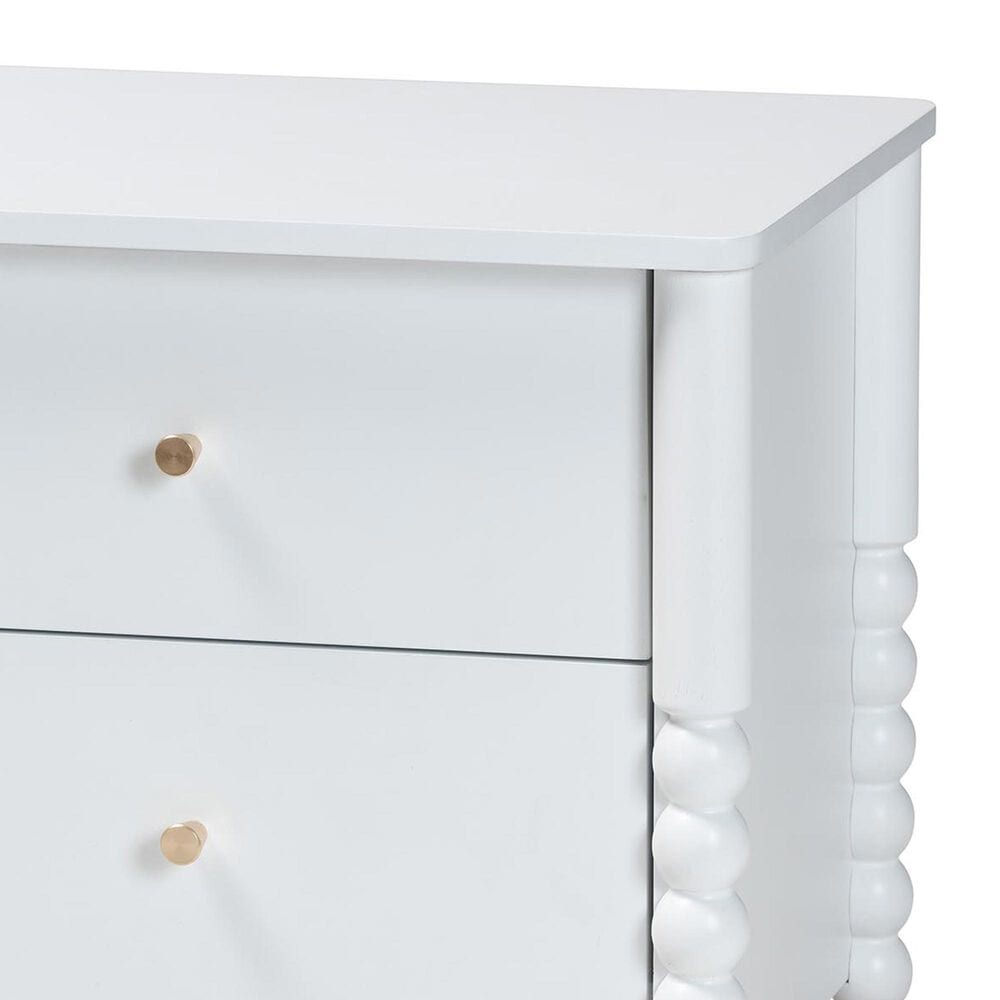 Baxton Studio Lucera 2-Drawer Bobbin Nightstand in White, , large