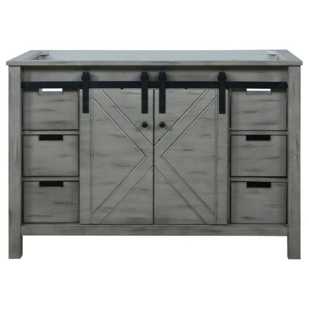 Lexora Home Marsyas 48&quot; Single Bathroom Vanity in Ash Grey with 2 cm White Cultured Marble Top and Rectangular Sink, , large