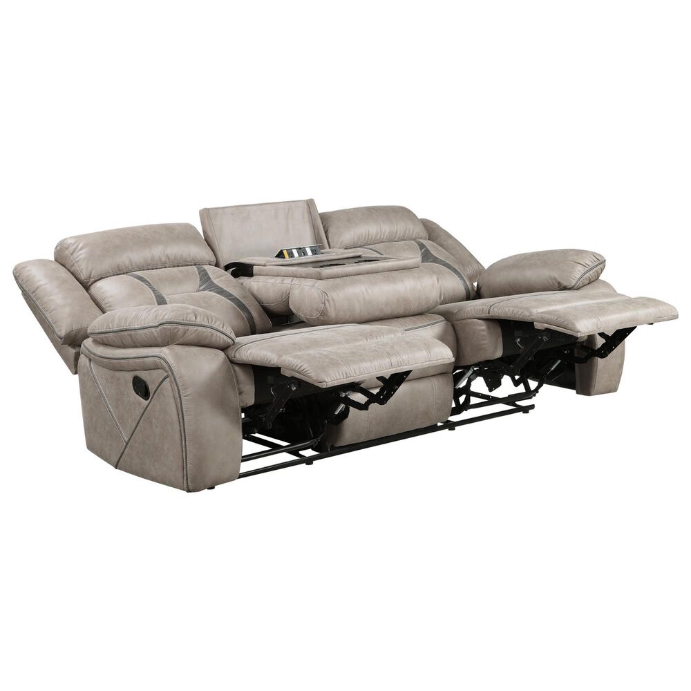 Steve Silver Tyson Manual Reclining Sofa with Dropdown Console in Grey, , large