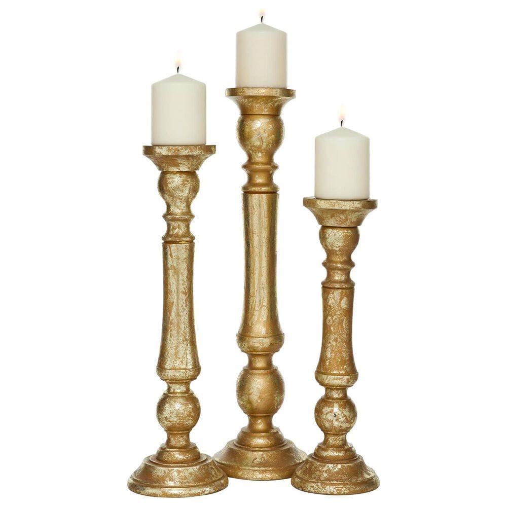 Maple and Jade Decorative Candle Holder in Distressed Gold &#40;Set of 3&#41;, , large