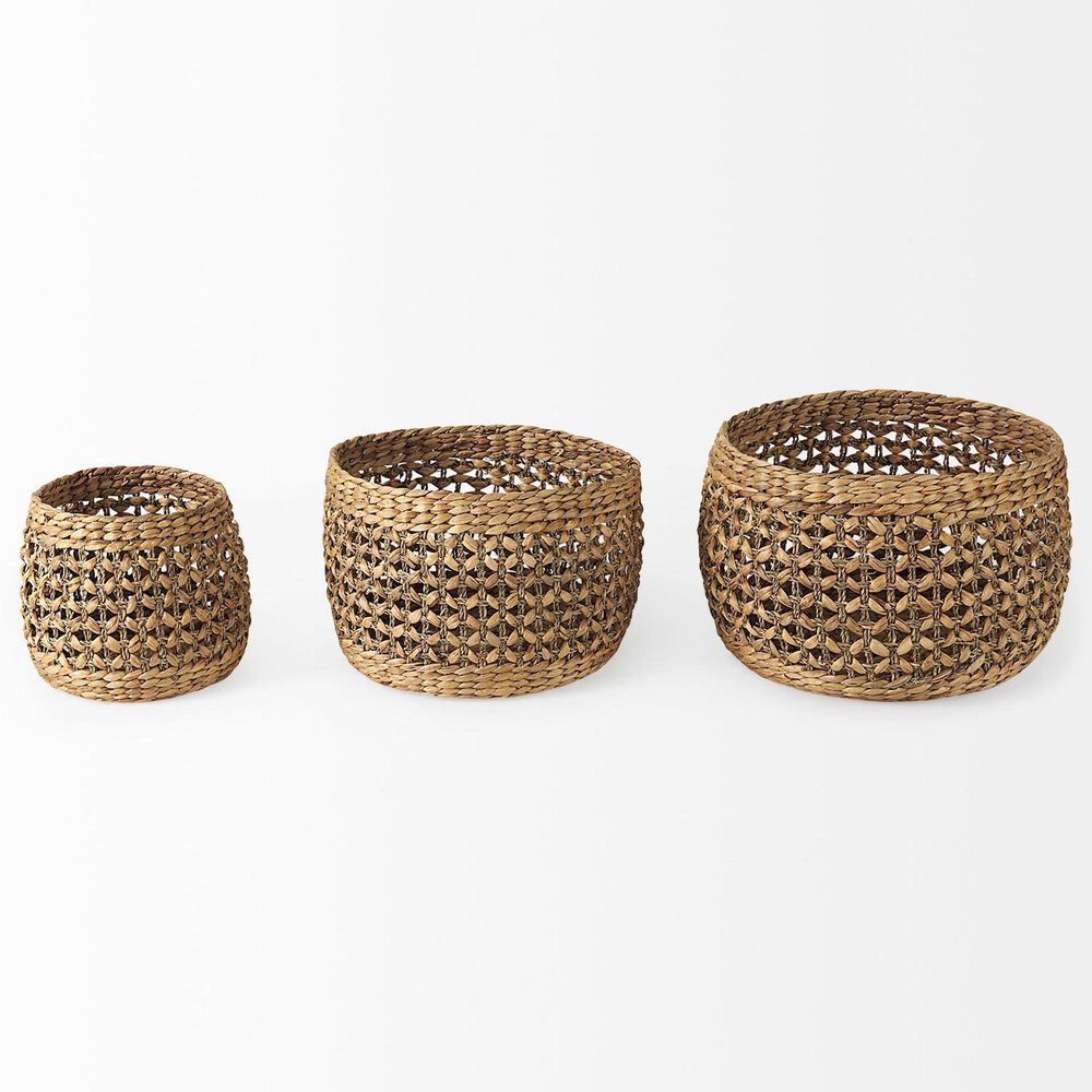 Mercana Dakota Round Basket in Medium Brown (Set of 3), , large