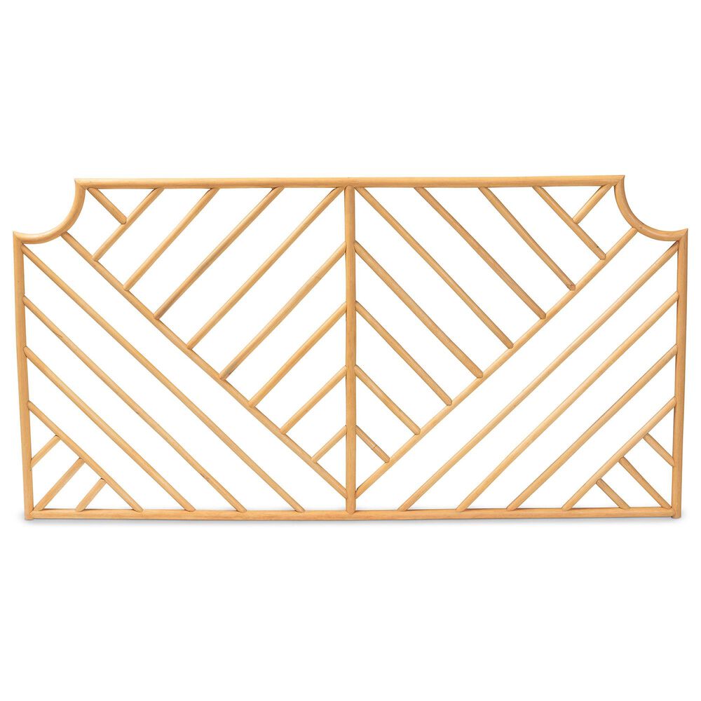 Baxton Studio Giza Queen Slat Headboard in Natural Brown, , large