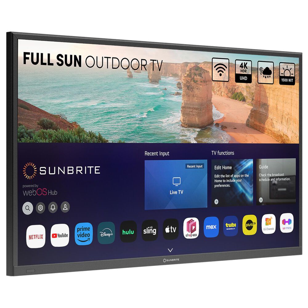 Sunbrite 55" Solis Series Outdoor Full Sun 4K UHD HDR - Smart TV in Black with Gray 55" Universal TV Dust Cover, , large