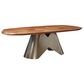 Casabianca Home Rocco Pedestal Dining Table with Bronze Base and Walnut Veneer Top, , large