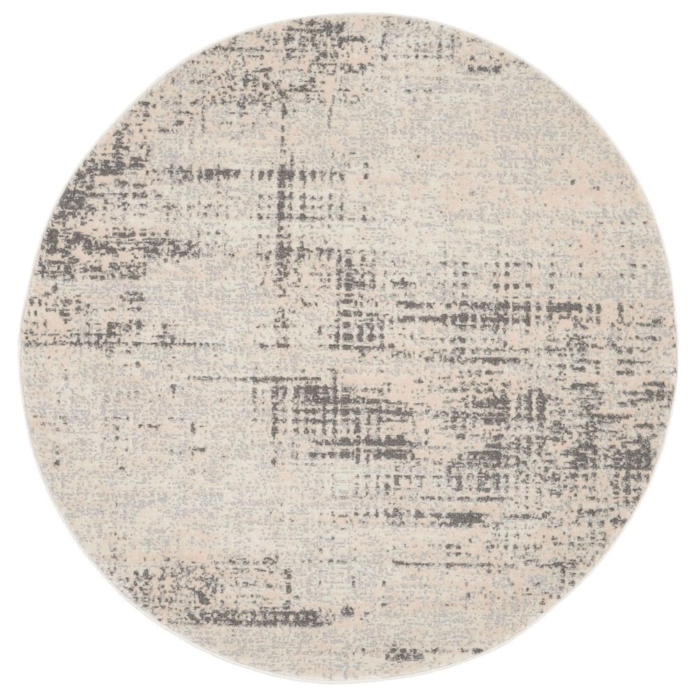 Nourison Rush 4&#39; Round Ivory and Beige Area Rug, , large