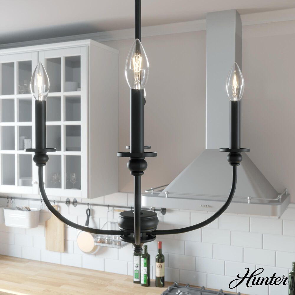 Hunter Southcrest 18&quot; 4-Light Chandelier in Flat Matte Black, , large