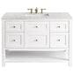 James Martin Breckenridge 48" Single Bathroom Vanity in Bright White with 3 cm Eternal Jasmine Pearl Quartz Top and Rectangular Sink, , large