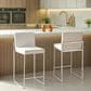 LumiSource Fuji 26" Counter Stool with White Upholstery in Stainless Steel (Set of 2), , large