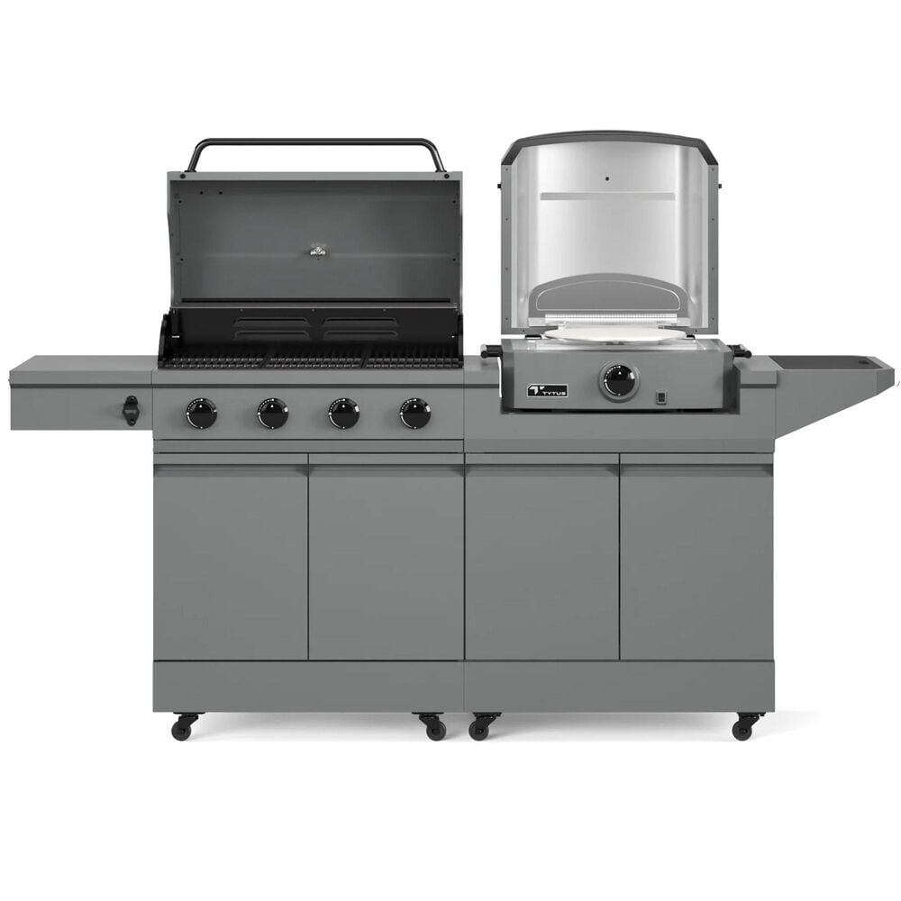 Tytus 4-Burner Gas grill w/ Pizza Oven in Gunmetal Gray, , large