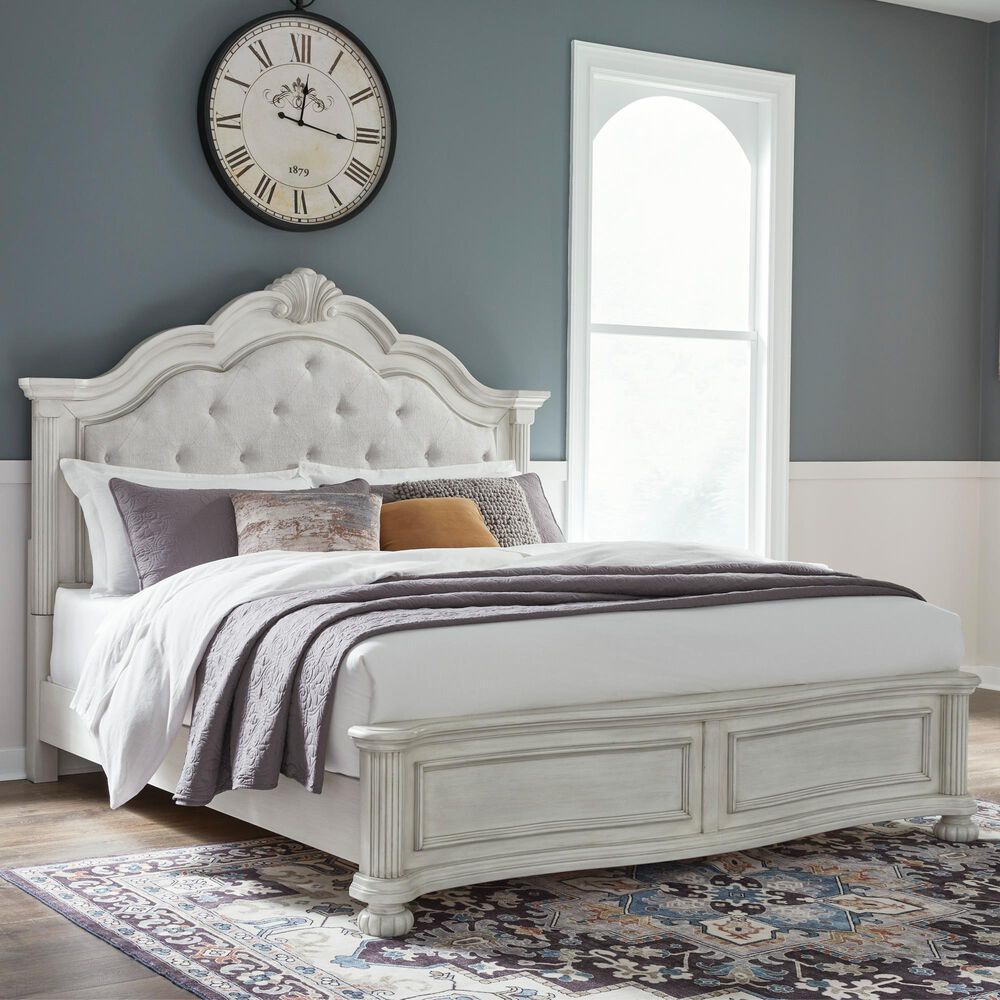 Ashley Montelaine King Upholstered Panel Bed in Antique White, , large