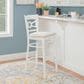 Linon Home Decor Teresa Bar Stool with Gray Cushion in White (Set of 2), , large