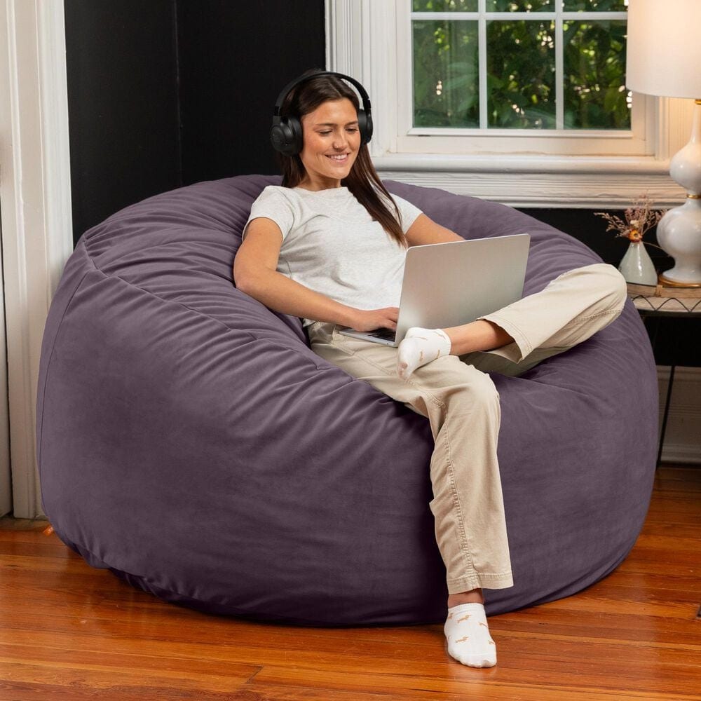 Jaxx Saxx 5&#39; Large Round Bean Bag Chair in Purple, , large