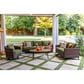 Ashley Horizon Hall Outdoor Loveseat with Green Cushion in Brown, , large