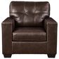Ashley Santorine Stationary Chair and Ottoman Set in Dark Brown, , large