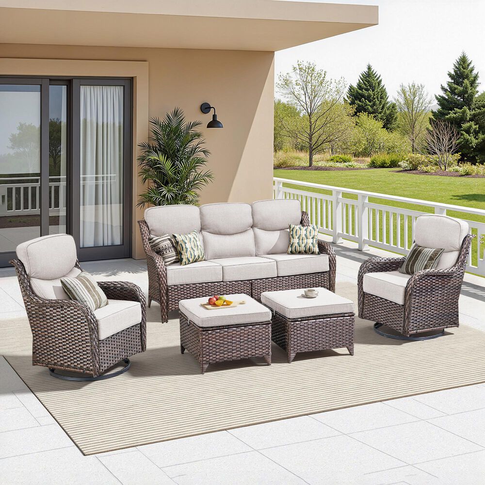 Sunwell Garden 5-Piece Conversation Set in Beige, , large