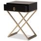 Baxton Studio Patricia 1-Drawer End Table in Black and Brass, , large