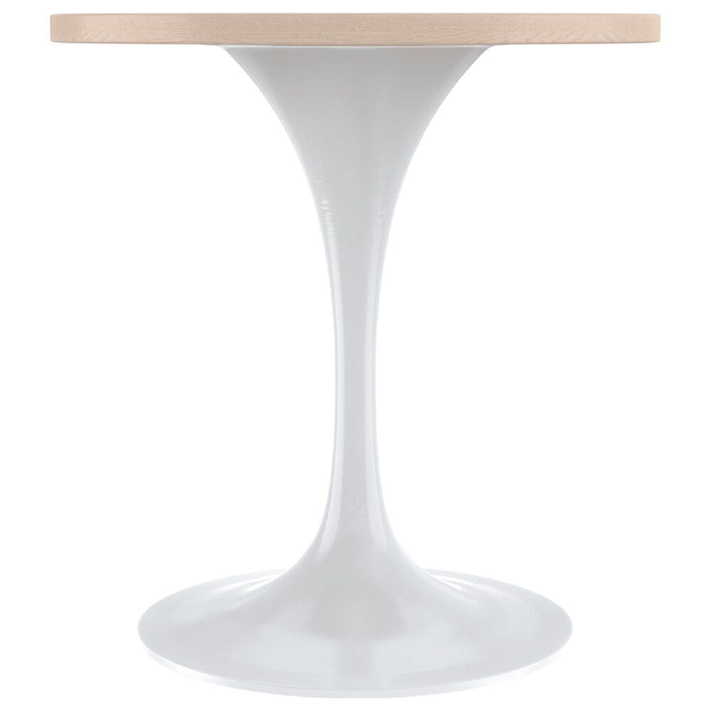 Leisuremod LeisureMod Verve Collection 27 Round Dining Table, White Base with Light Natural Wood MDF Top, , large
