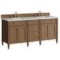 James Martin Brittany 72" Double Bathroom Vanity in Pecan with 3 cm Carrara Marble Top and Rectangular Sinks, , large
