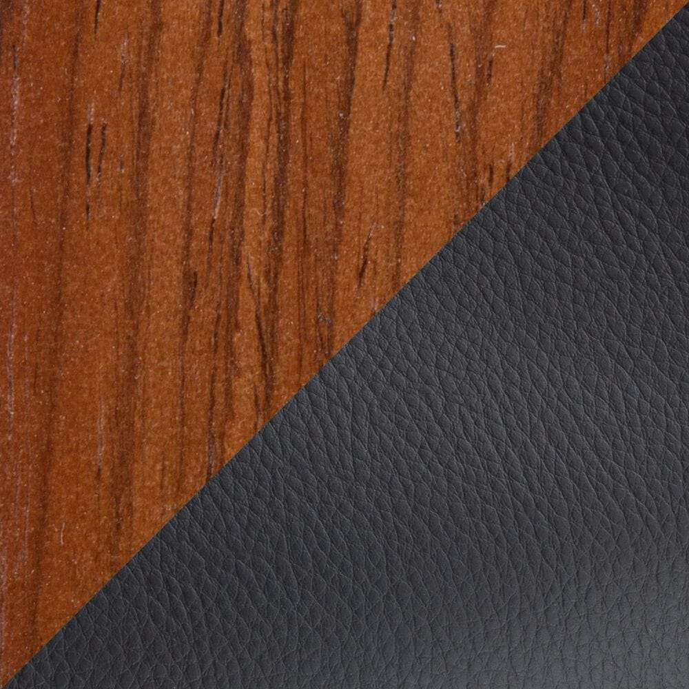 LumiSource Curvo High Back Upholstered Contemporary Chair with Black Faux Leather in Walnut Wood (Set of 2), , large