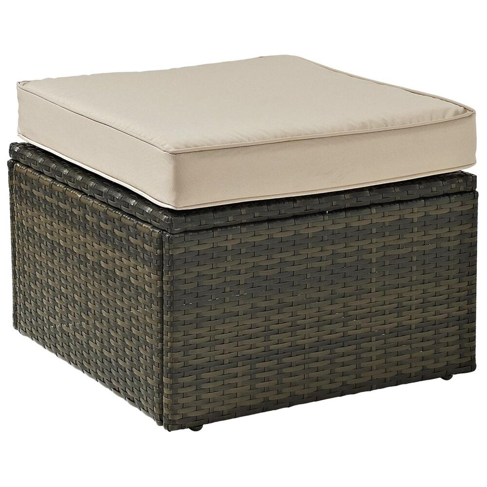 Crosley Furniture Palm Harbor Wicker Ottoman With Sand Cushion, , large