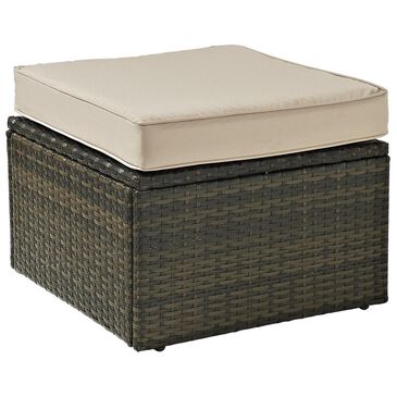 Crosley Furniture Palm Harbor Wicker Ottoman With Sand Cushion, , large