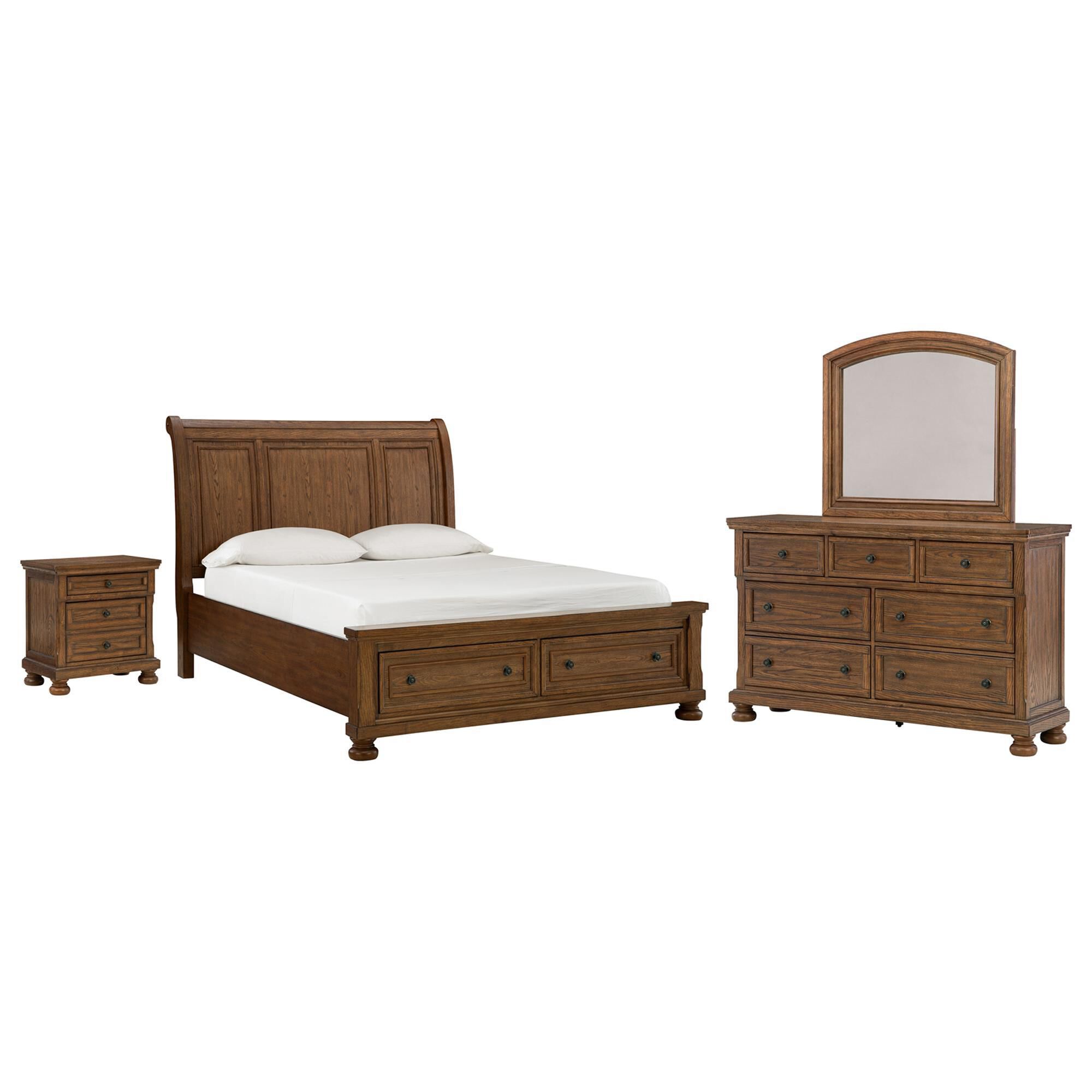 Ashley Zackaryn 4 Piece Queen Bedroom Set in Warm Brown with