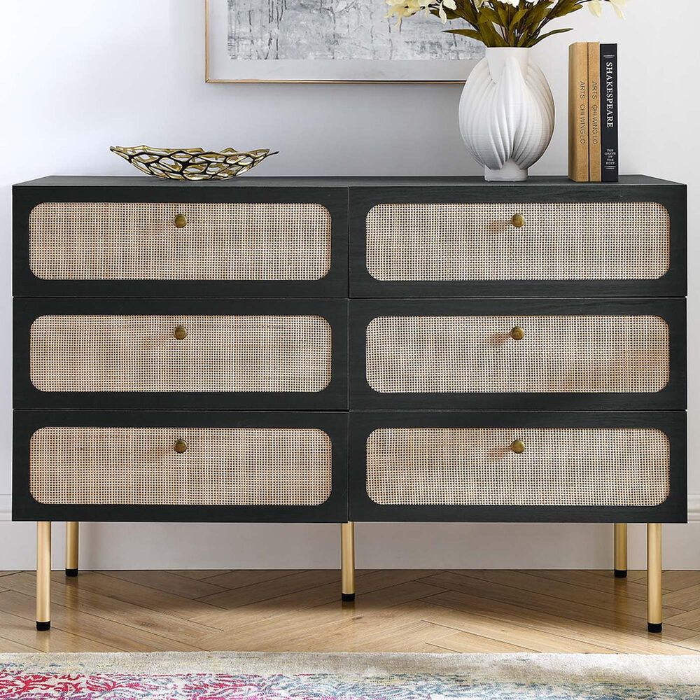 Modway Chaucer 6-Drawer Compact Dresser in Black, , large