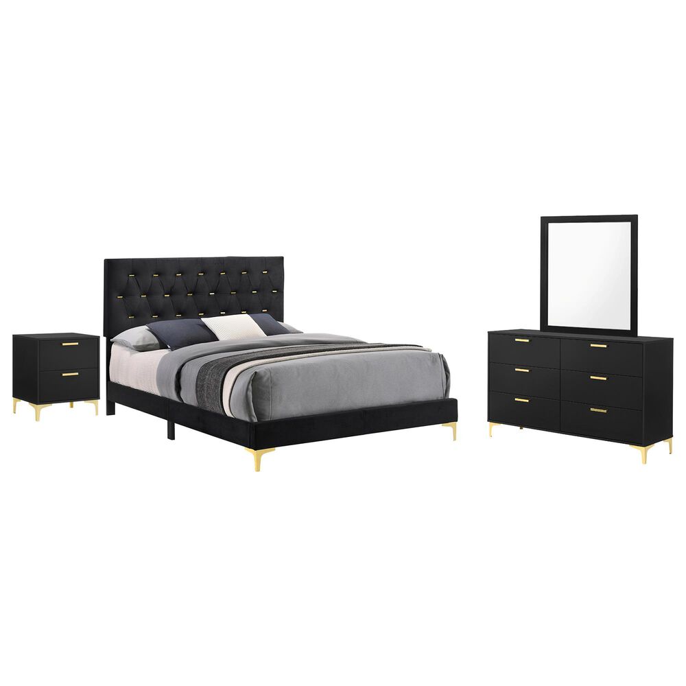 Pacific Landing Kendall 4-Piece Queen Upholstered Bedroom Set in Black and Gold, , large