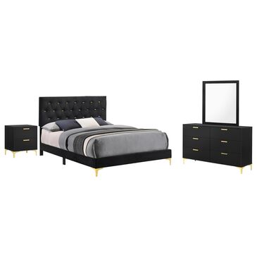 Pacific Landing Kendall 4-Piece Queen Upholstered Bedroom Set in Black and Gold, , large