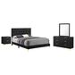 Pacific Landing Kendall 4-Piece Queen Upholstered Bedroom Set in Black and Gold, , large