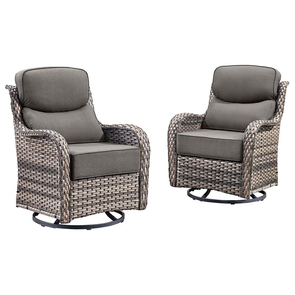 Sunwell Garden Patio Swivel Glider Chair with Gray Wicker in Gray (Set of 2), , large