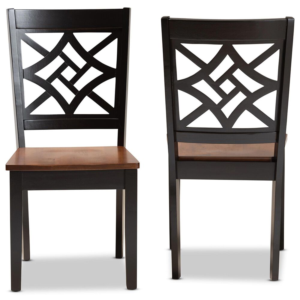 Baxton Studio Nicolette Side Chair in Dark Brown and Walnut Brown (Set of 2), , large
