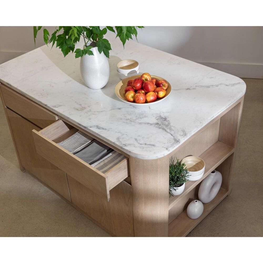 Club Collection By Sunpan Romilly Kitchen Island in Light Wash and White, , large