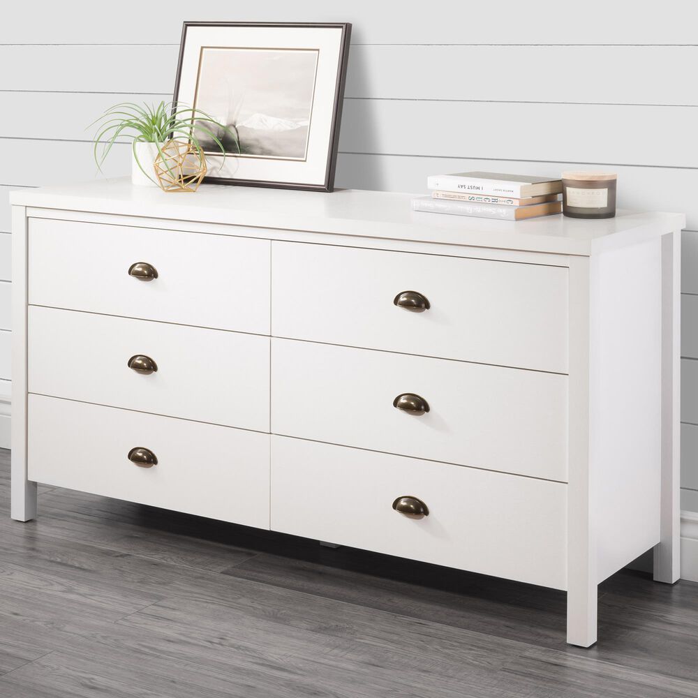 CorLiving Boston 6 Drawer Dresser in White NFM