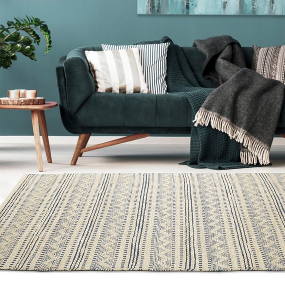 L&amp;R Resources Earth 7&#39;9&quot; x 9&#39;9&quot; Navy and Off White Area Rug, , large