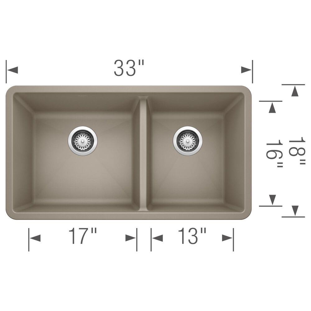 Blanco Precis 33&quot; 1-3/4 Double Bowl Kitchen Sink in Truffle, , large