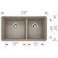 Blanco Precis 33" 1-3/4 Double Bowl Kitchen Sink in Truffle, , large