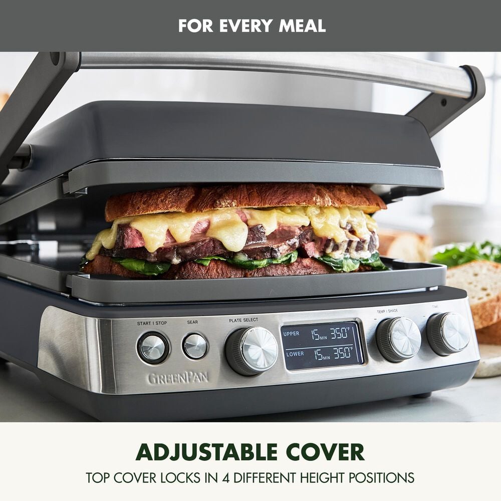 Green Pan Elite 14" Contact Grill and Griddle in Graphite, , large