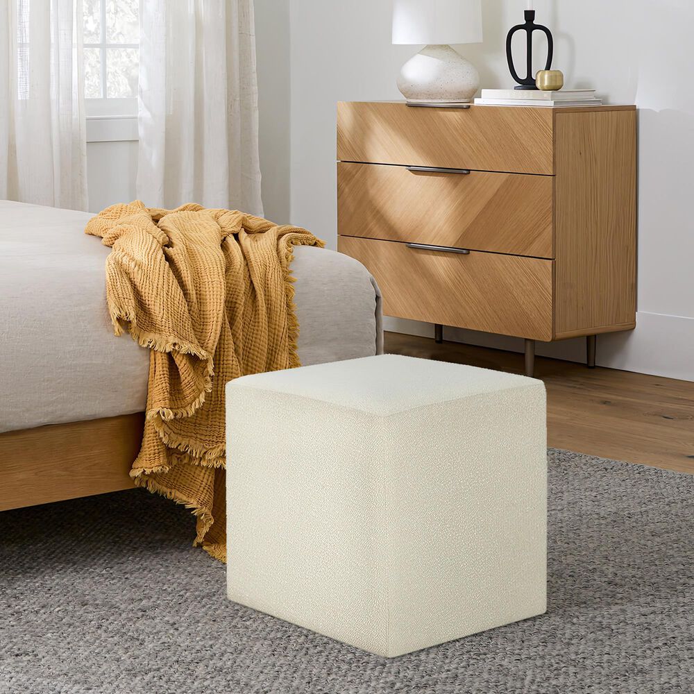 Lifestyle Solutions Grady Square Ottoman in Snow, , large