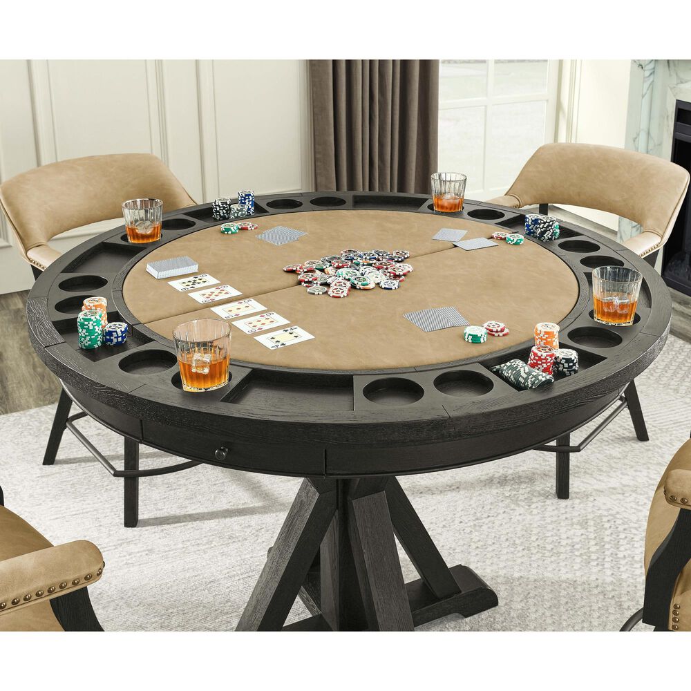 Steve Silver Rylie Counter Game Table and 4 Chairs in Black, , large