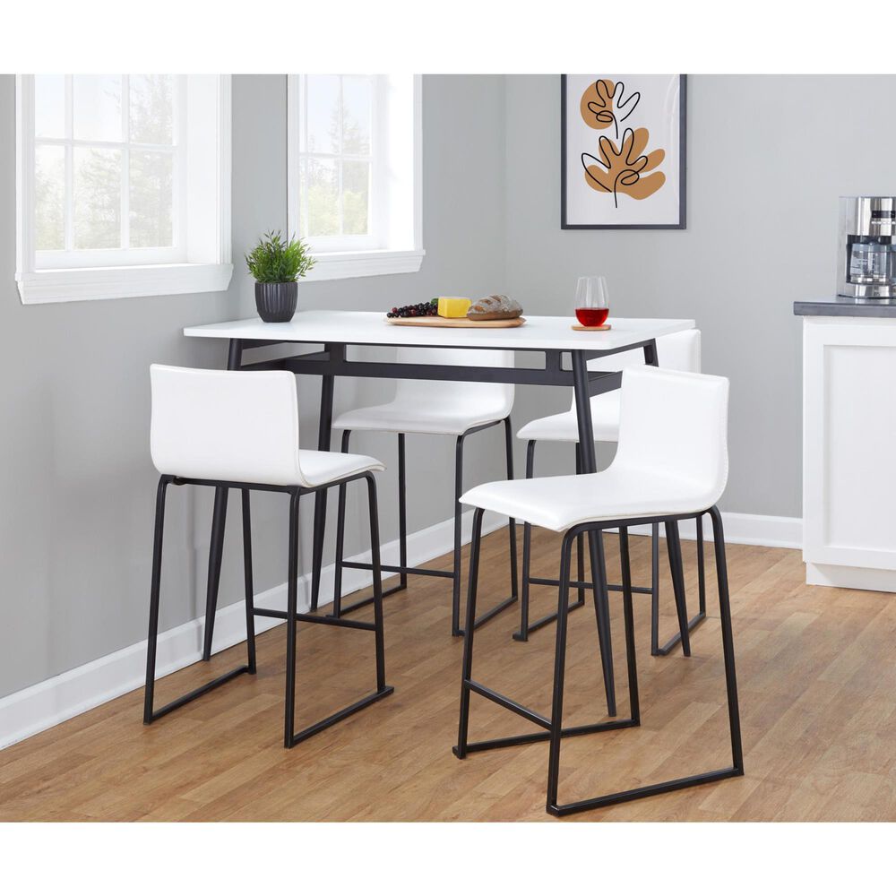 Lumisource Mara Counter Stool with White Cushion in Black &#40;Set of 2&#41;, , large