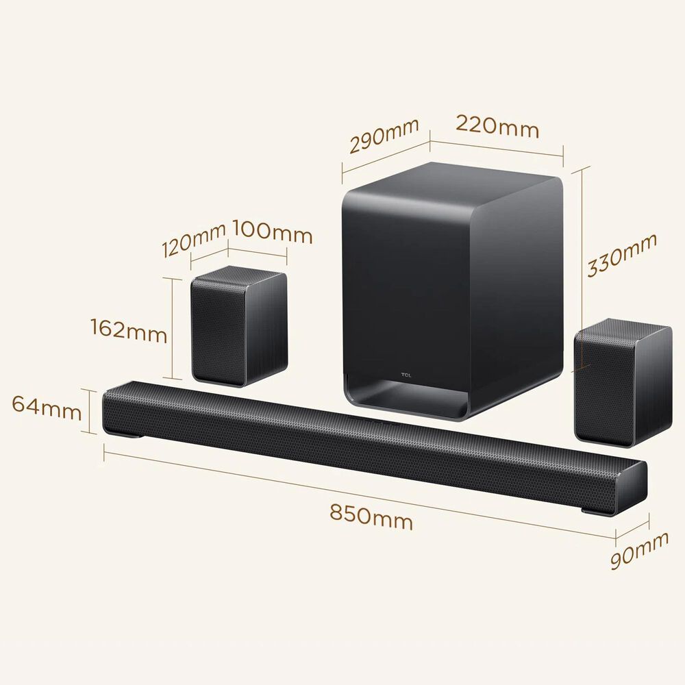 TCL 5.1 Channel Sound Bar System in Charcoal, , large