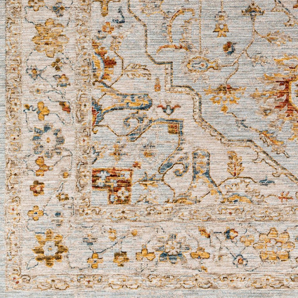 Surya Reina Light Gray, Cream, Denim, Mustard, Rust, Olive and Light Brown 5'3" Round Area Rug, , large