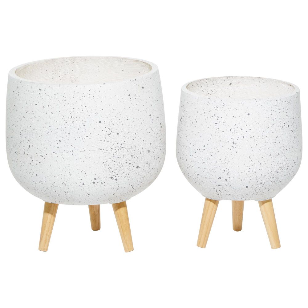 Maple and Jade Contemporary Wood Planter White Set of 2, , large