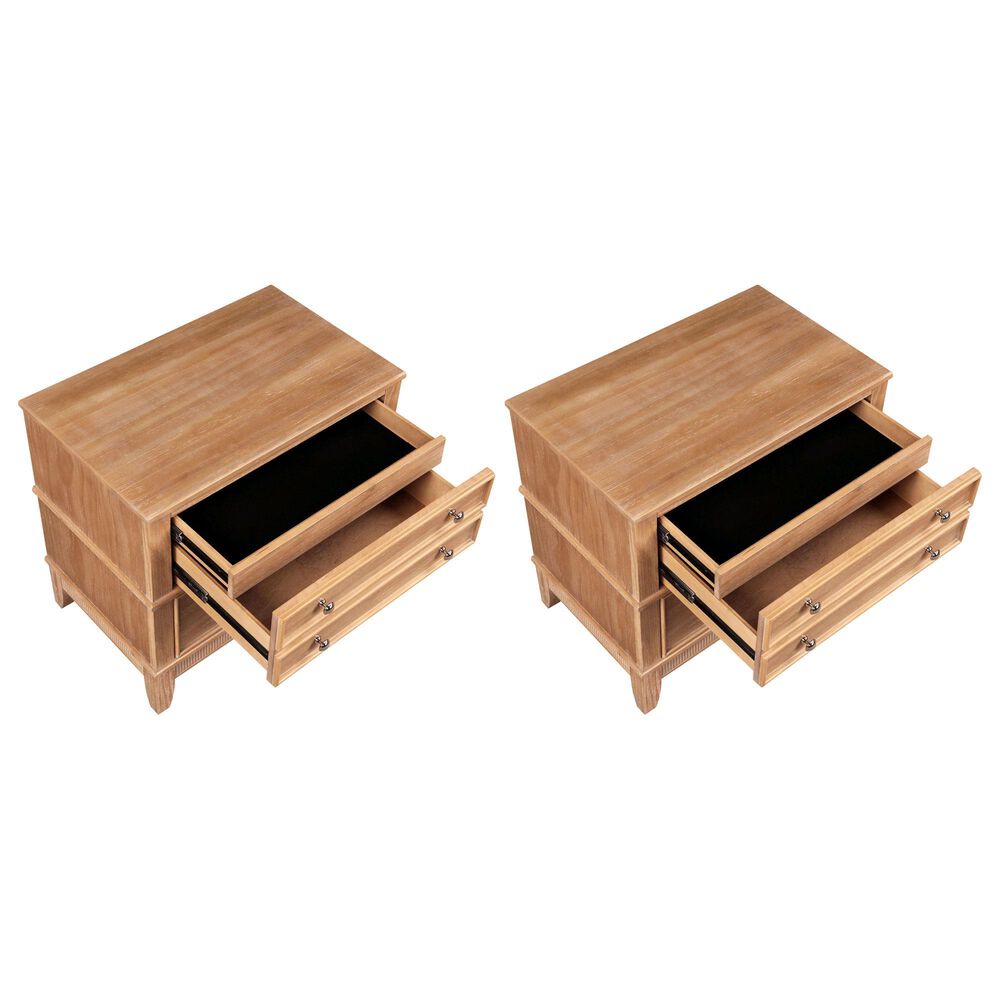 Hearth and Haven 3-Drawer Nightstand with Felt-Lined Hidden Space in Natural (Set of 2), , large