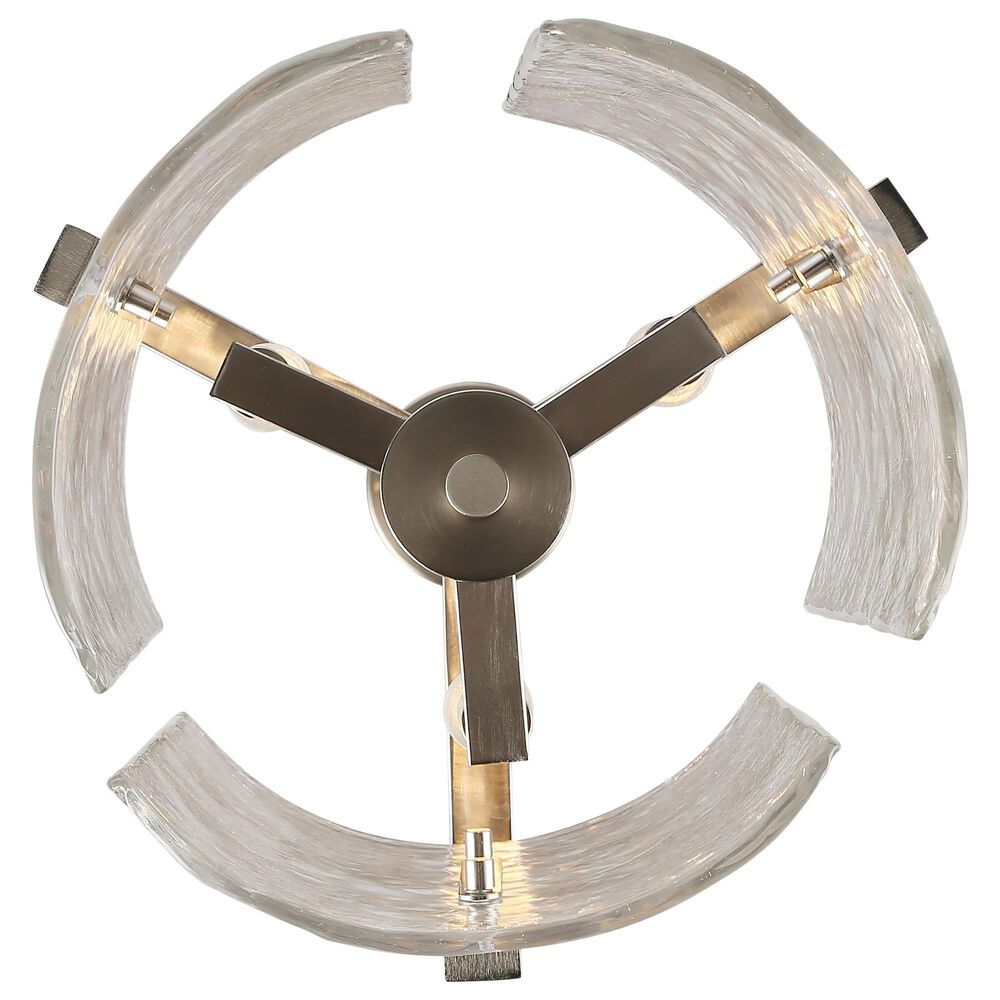 Golden Lighting Aenon 3-Light Wide Taper Candle Pendant with Hammered Water Glass Shade in Pewter, , large