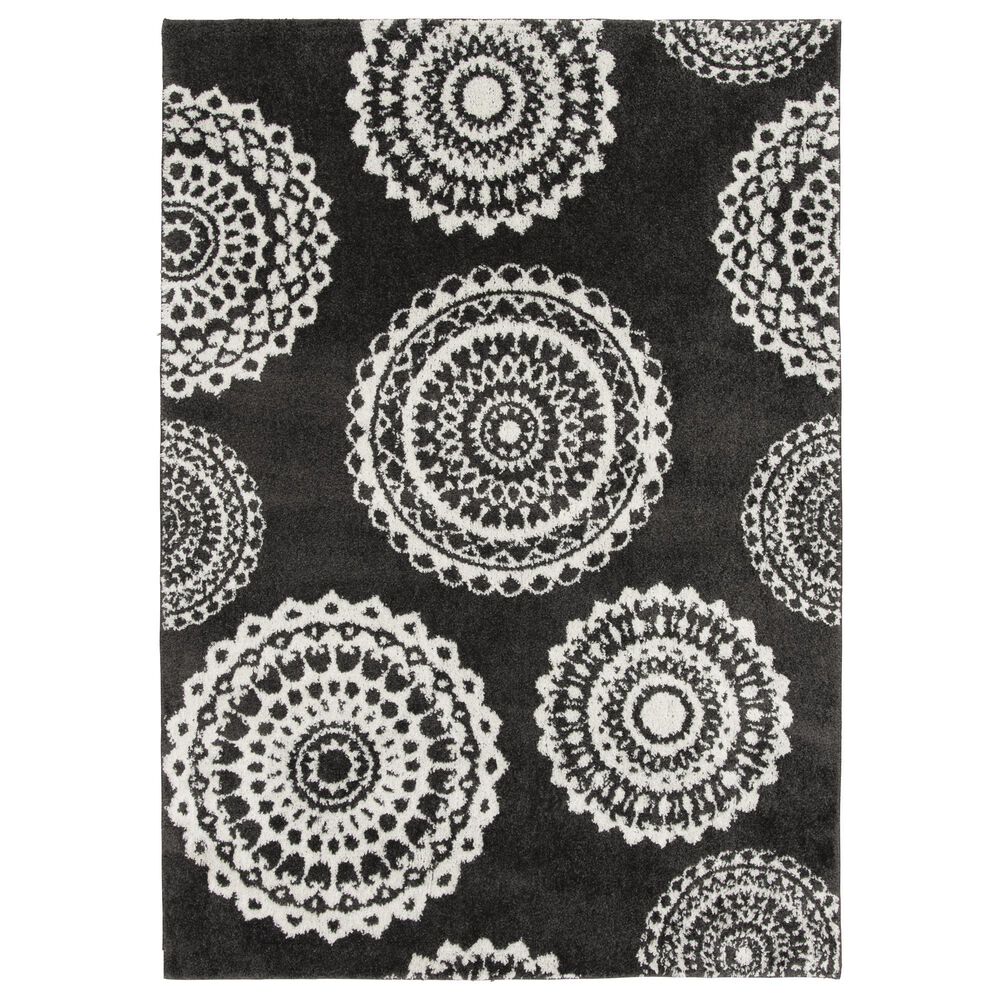 Central Oriental Salinas Medallion Soot and Buff 5" x 7" Area Rug, , large