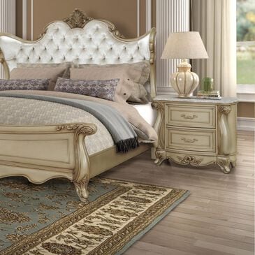 New Heritage Design Monique 2-Drawer Nightstand with Marble Top in Champagne, , large