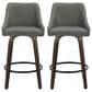 LumiSource Hannah Swivel Counter Stool with Dark Grey Faux Leather Upholstery in Walnut and Black (Set of 2), , large