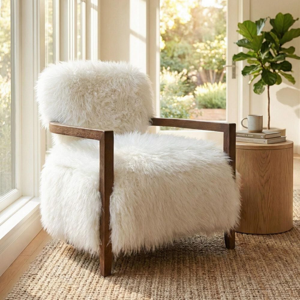 Furniture of America Lumir Long-Haired Accent Chair in White, , large